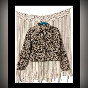 Women’s Sz Sm Leopard Print Denim Jacket by BaeVely EUC